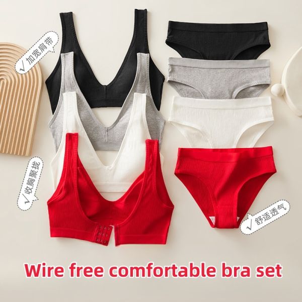 Wholesale One Piece Sports Bra Panty Set New Style Sport Style Ribbed Underwear Set for Women