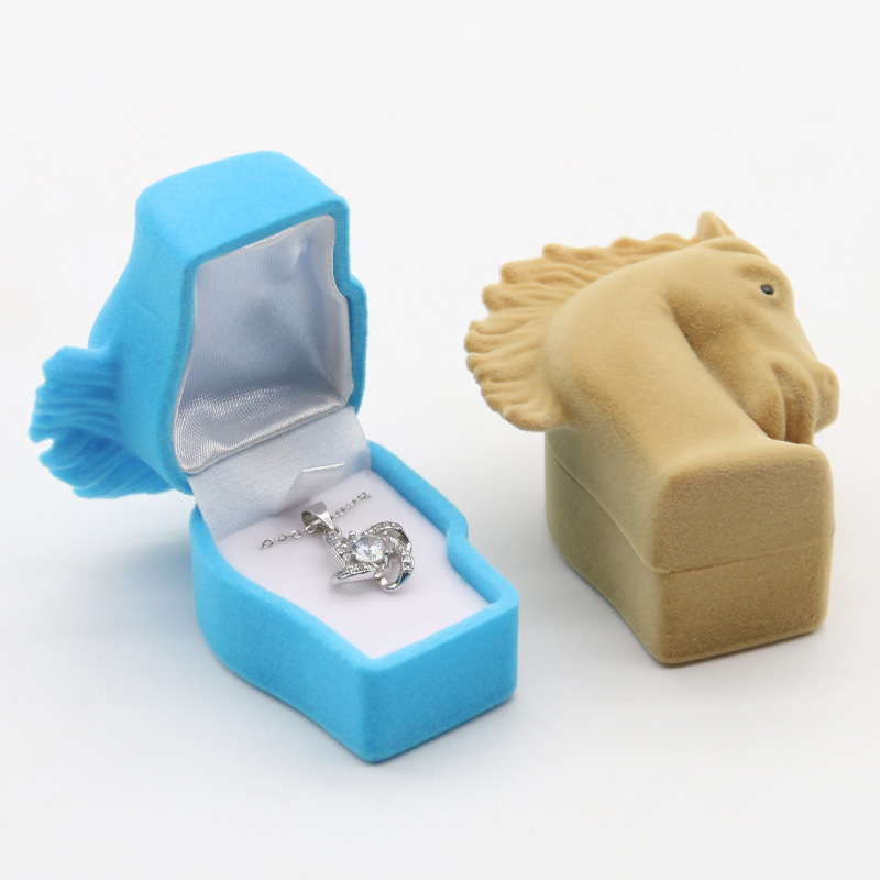 Cute Velvet Flocking Jewelry Box Solid Color Ring Storage Proposal Pair For Couple