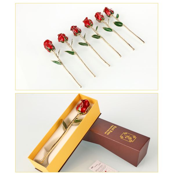 Half-blooming  24k Gold Dipped Red  Rose With  Gift Box Forever Gold Rose for Valentine's Day  Gifts