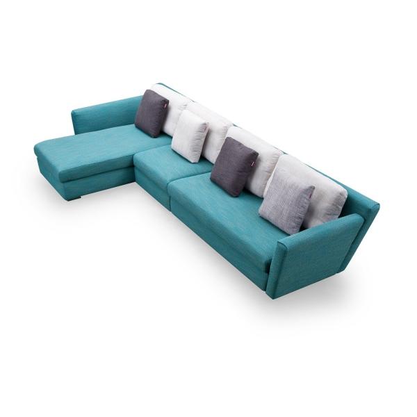 5 Seater Couch L Shape Blue Fabric Corner Sectional Sofa