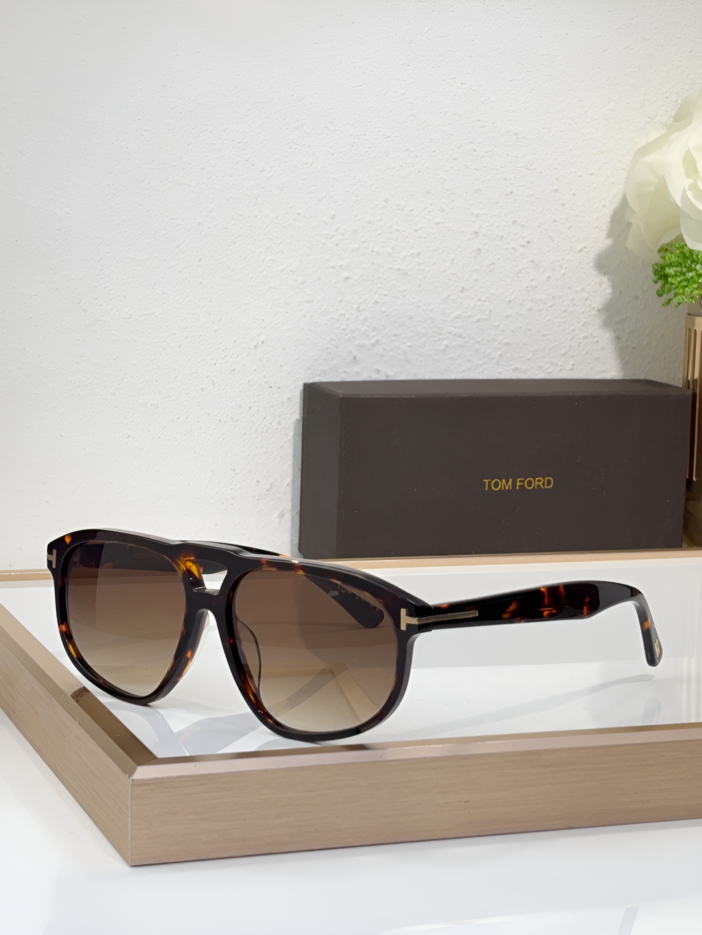 Prescription Vintage Double Beam Aviator Sunglasses for Men Women, Glossy Acetate Frame UV400 Outdoor Driving Fashion Eyewear Multi Lens Options FT1000