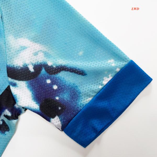 Задействовать Джерси гравия полиэстера трикотажных изделий 130g голубого изготовленного на заказ велосипеда велосипедиста ехать