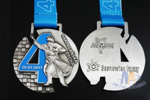 Singing Riding Marathon Custom Sports Medals Cut Out Design 3D effect With Sublimated Ribbon