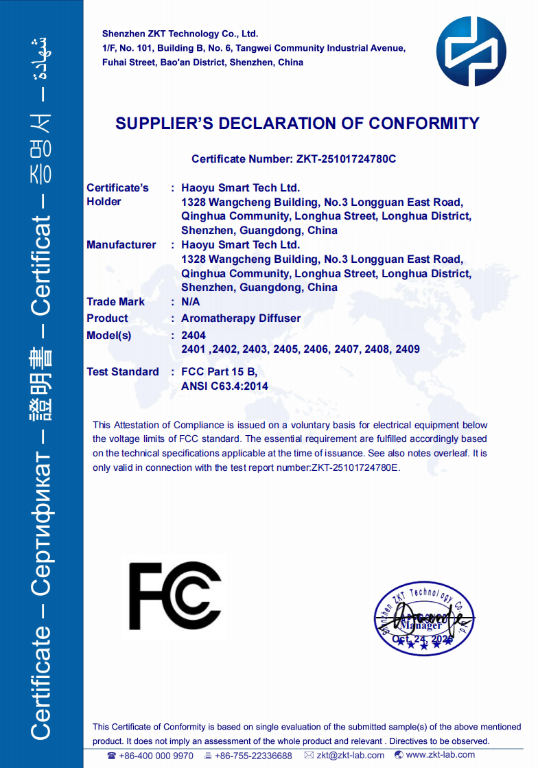 Haoyu Smart Tech Ltd. Certifications