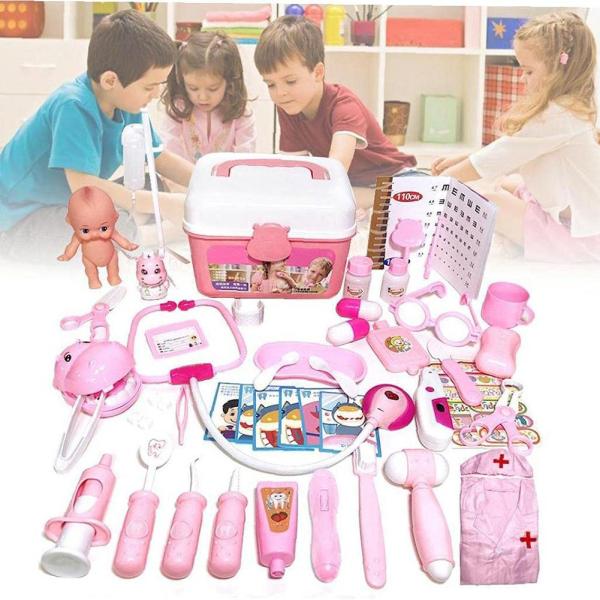 Simulation Nurse Stethoscope Injection Home Medical Toolbox for Kids Ages 2 to 4 Years