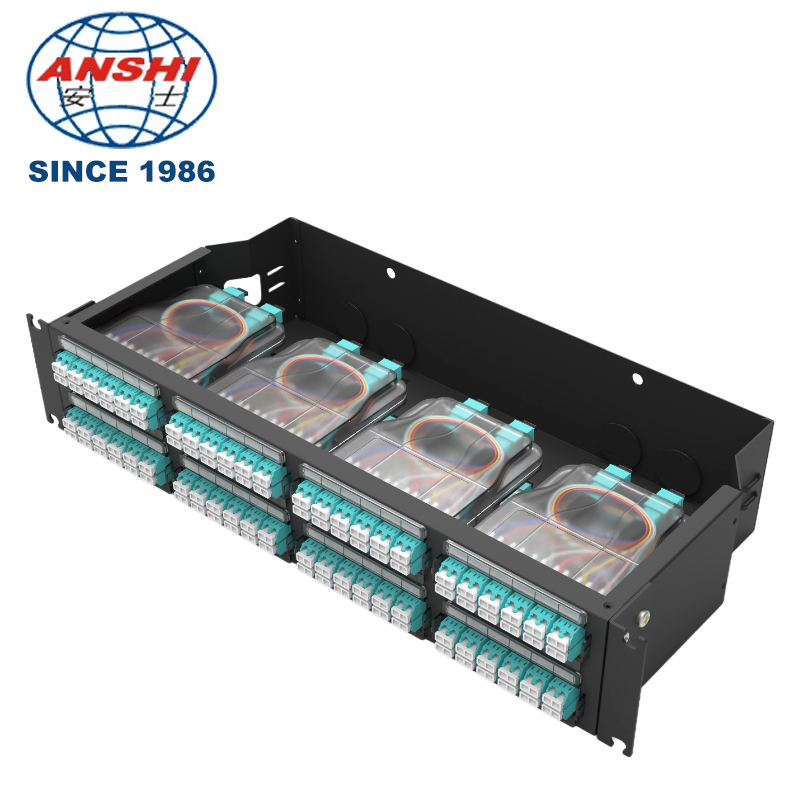 2U/4U 19 Inch Rack Mount Fiber Optic Patch Panel, Cold Rolled Steel 8/16 Slot Modular ODF, 12‑72 Fibers Max Capacity for FTTH Network