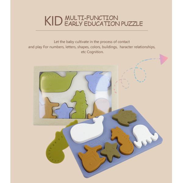 Sea Ocean Animals Silicone Puzzle , Educational Montessori Baby Puzzle