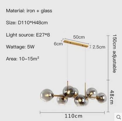 Nordic Glass Chandelier for Dining Room Kitchen Living Room Bedroom Glass Ball Black Ceiling Pendant Lamp (WH-AP-671)