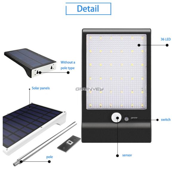 4W 36led IP65 Solar Led Wall Lights Outdoor , Solar Powered Garden Wall Lights 