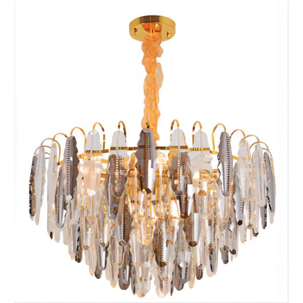 Customised Crystal Smoke Grey Pendant Light Rustproof For Senior Club