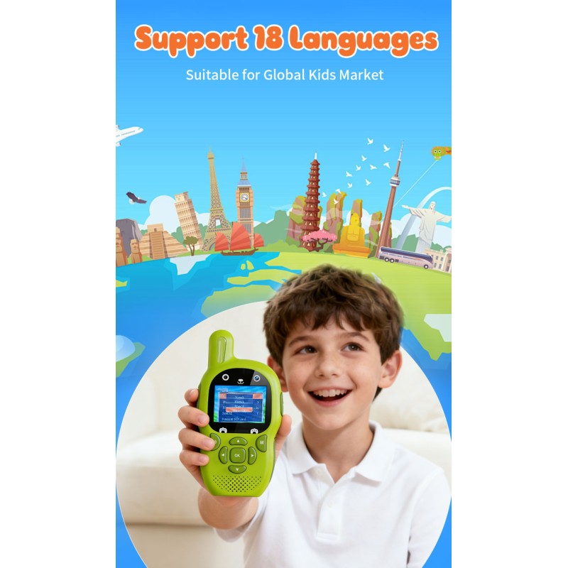 Brand New Children's Video Walkie Talkies Anti-Lost Design Long Range 500-1000mAh Battery Audio Interphone Funny Games Easy Use