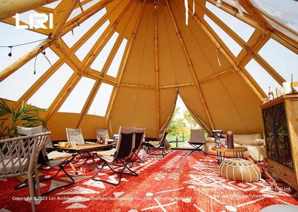 Canvas Luxury Glamping Tents Safari Wooden Pole Custom Camping Tipi Tents