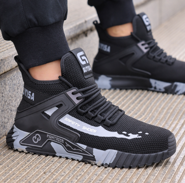 Men's Lightweight Breathable Work Safety Shoes Steel Toe Anti-Puncture Anti-Smash Odor-Resistant Summer Industrial Footwear Cross-Border