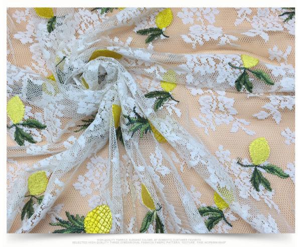 2018 Summer Newest Style Pineapple  Embroidery Fabric 140cm wide for wedding dress