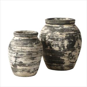 Round Fiber Cement Flower Planters For Indoor Outdoor Garden Decoration