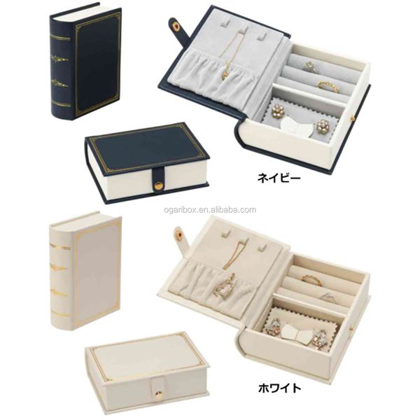 Luxury Leather Travel Jewelry Case Portable Travel Book Shape Jewelry Packaging Box