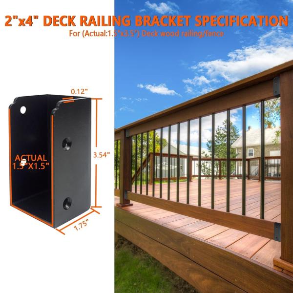 Steel Deck Railing Brackets Connectors 1.2mm Thickness Concealed For 2X4 Wood Posts