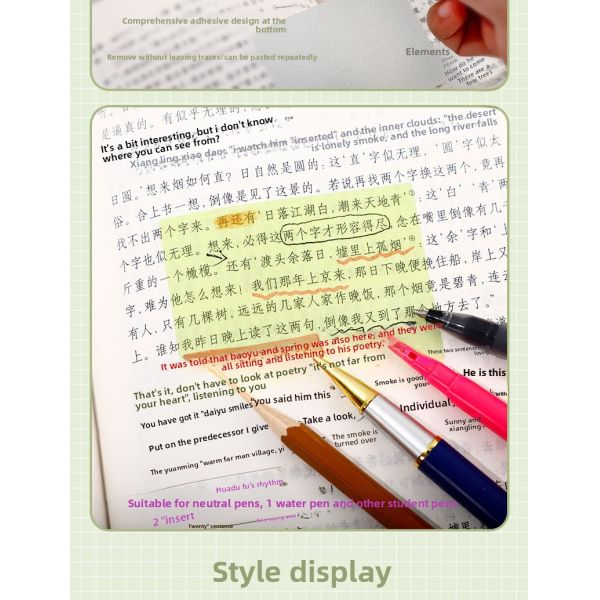 High-Appearance Colorful School Paper Sticky Notes for Students Pearlescent Transparent Self-Adhesive Memo Pad