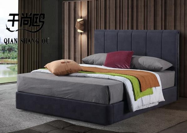 OEM / ODM Linen Grey Upholstered King Size Platform Bed 2m Wide