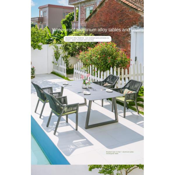 Outdoor Furniture Rattan Chair and Aluminum Dining Table for Restaurant Outdoor Dining