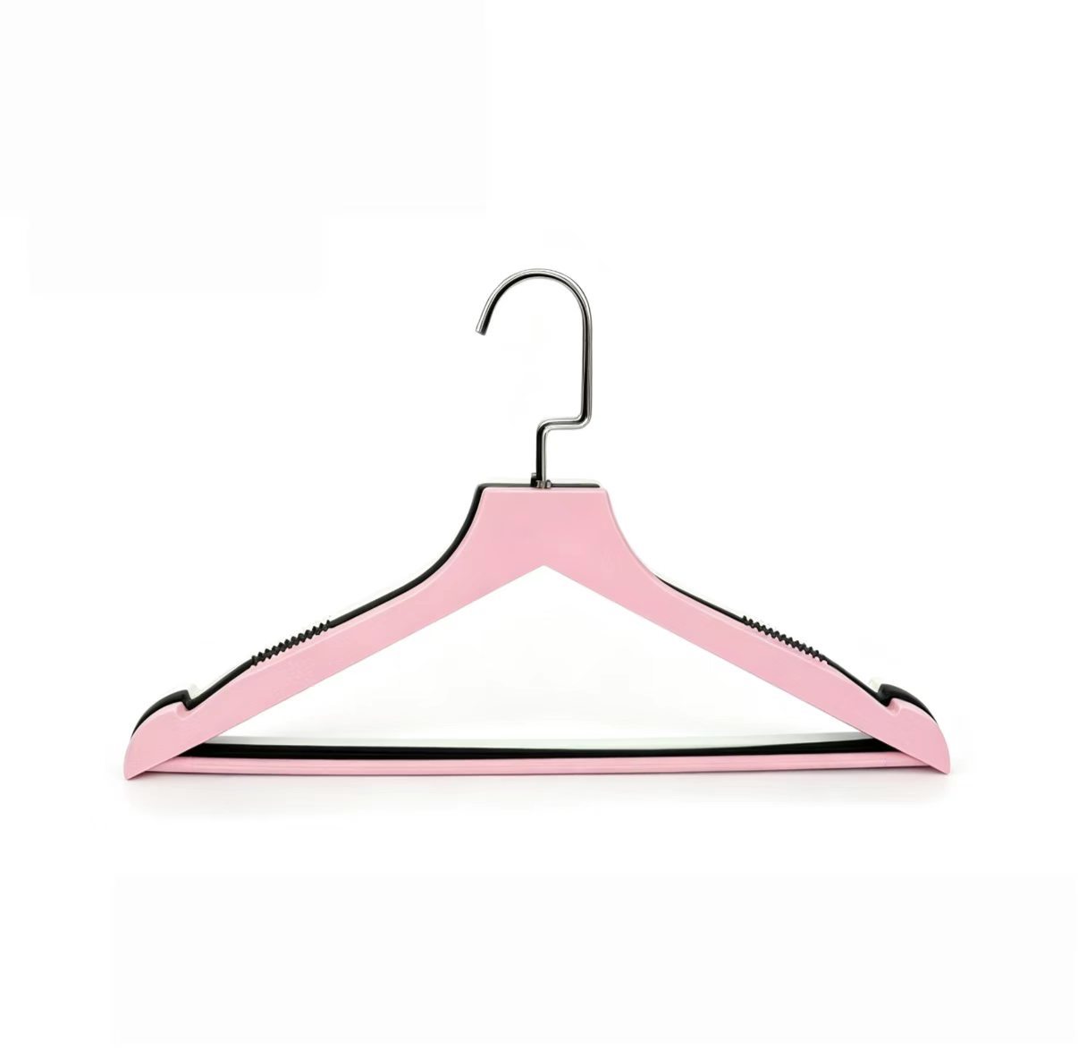 Flat-top anti-slip clothes hanger with grooved design and thickened construction