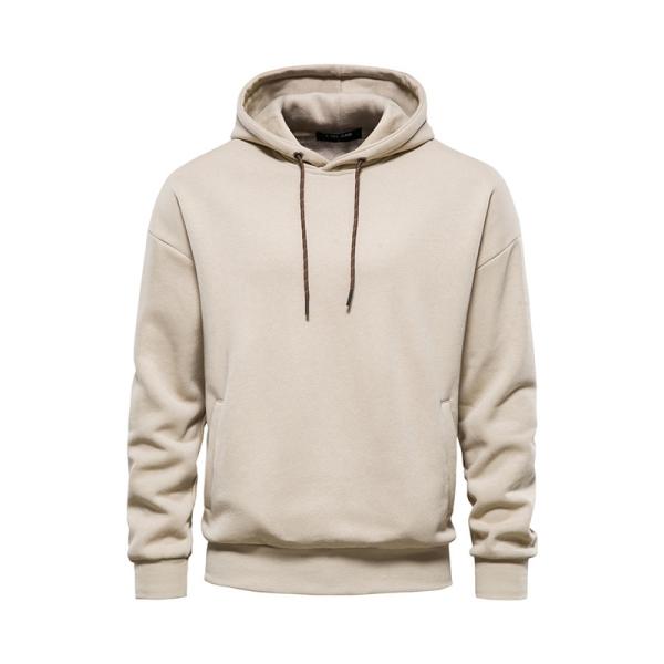 Light Tan Grey Black Fuzzy Hoodie Mens Slim Fit Pullover 100 Percent Cotton Sweatshirt