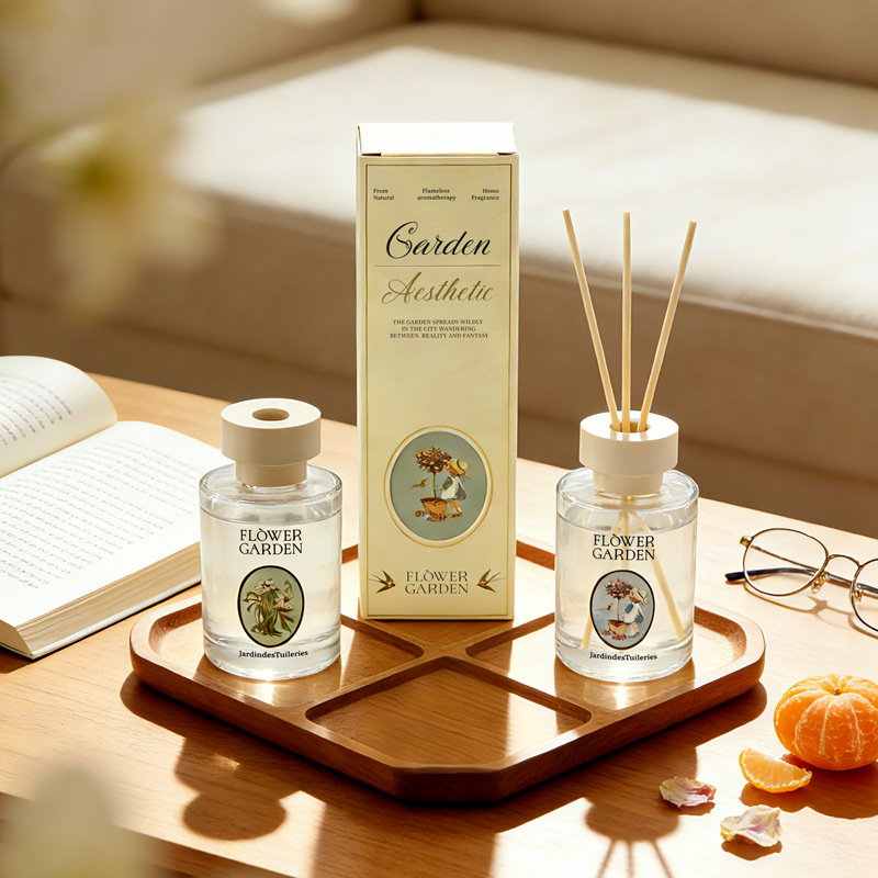 French Garden Reed Diffuser Gift Set Luxury Scented Oil for Bedroom Odor Eliminator for Bathroom Home Decor Aroma Kit