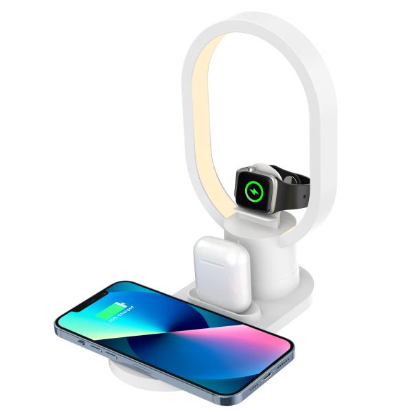 Qi Enabled  All In One Wireless Charging Station , Charging Night Lamp 9V
