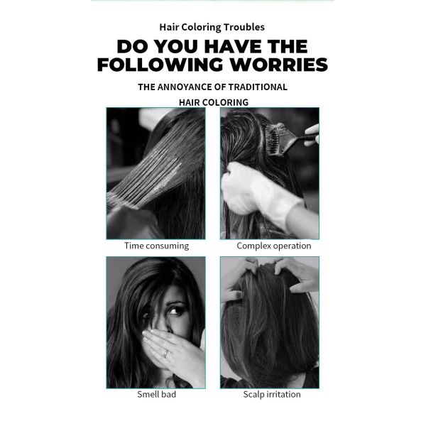 Shampoo colorant capillaire noir à bulles à action rapide, formule à base de plantes, sans danger pour les cheveux et la peau