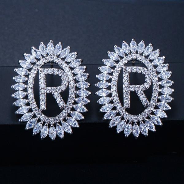 Fashion CZ Letter Earrings Jewelry Christcross-row Earrings necklace jewelry set
