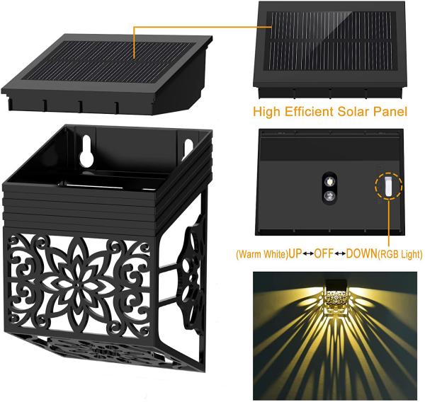 Solar Powered Outdoor Fence Garden Light Colorful Mini Solar Decorative Wall Light