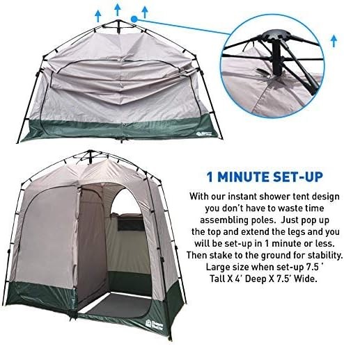 Shower Shelter – Giant Portable Outdoor Pop UP Camping Shower Tent Enclosure – Changing Room – 2 Rooms – Instant