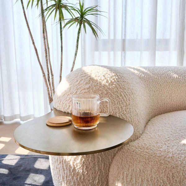 High density and high resilience foam 45 to 65 percent modern art round lounge sectional boucle velvet curved modular sofa