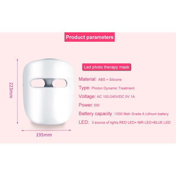 Infrared Facial Rejuvenation 3 Colors Led Facial Mask Red Light For Skincare