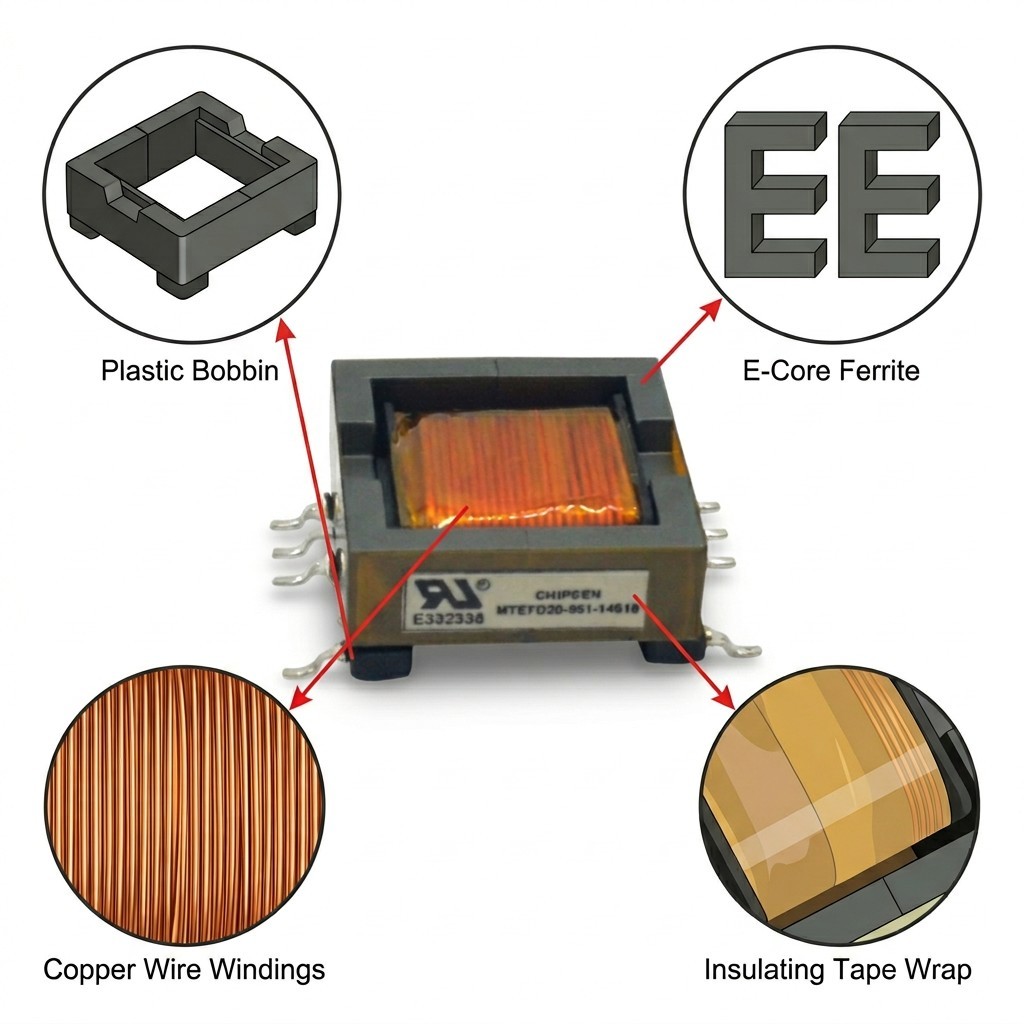 Low Profile High Frequency EFD20 SMD Transformer for Compact Power Supply Unit