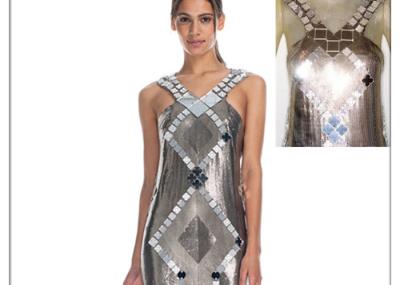 Decorative Shiny Metal Sequin Fabric , Metal Mesh Fabric For Clothing