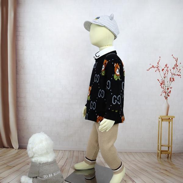 baby sweater Solid color with woven collar popular boys' and girls' tops Knitted long sleeve children's sweater