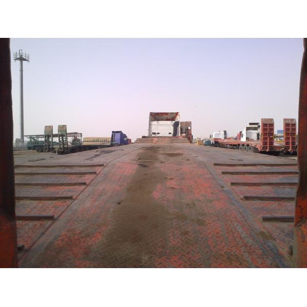 Hydraulic Flat Bed Semi Trailer , Low Bed Truck Trailer For Machine Transport