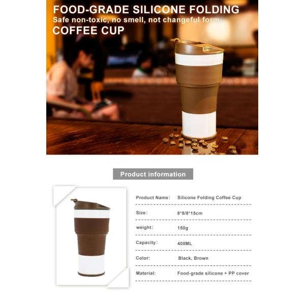 Lightweight 150g 400ML Collapsible Silicone Coffee Cup