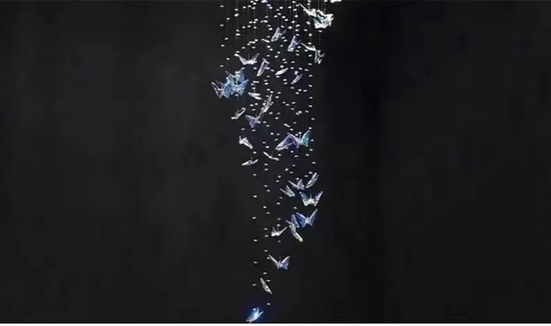 Butterfly Crystal Chandelier Living Room Crystal Staircase Pendant Light Indoor Large LED Lights(WH-NC-165)