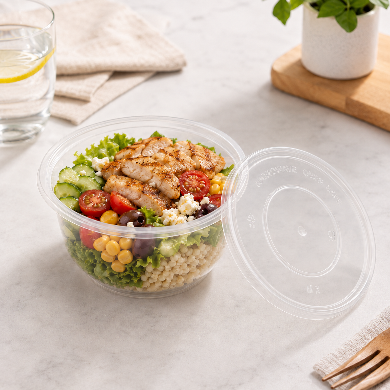 700ml Wide Round PP Disposable Soup Bowls Secure Lids for Food Delivery