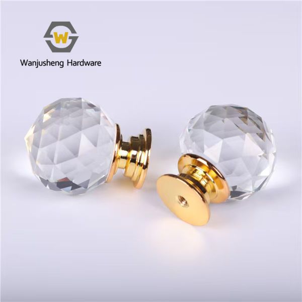 Hardware Accessories Zinc Alloy Wardrobe Knob Pull Kitchen Cabinet Drawer Sphere Ball 20mm Crystal Furniture Handle