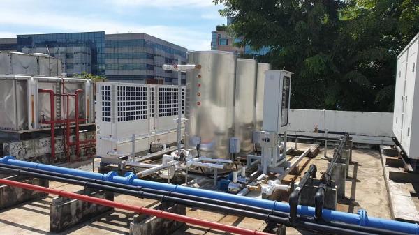 3 units 30 kW air to water heat pumps
