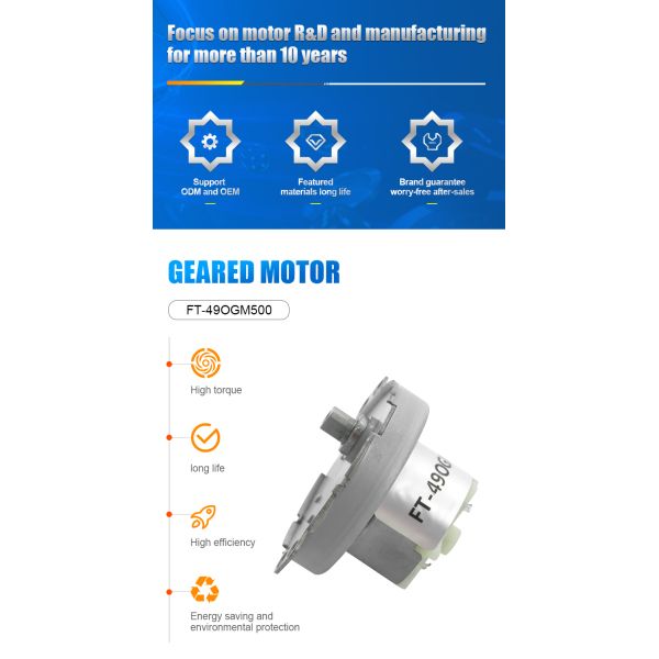FT-49OGM500 Carbon Brush Reduce Speed Dc Motor