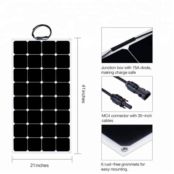 32 Cells ETFE Thin Film Flexible Solar Panel 12V/18V Sunpower 100W 110W  6.11A