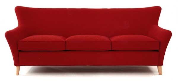 Red Color Hotel Room Sofa Apartment Fabric / Leather Simple Leisure Sofa