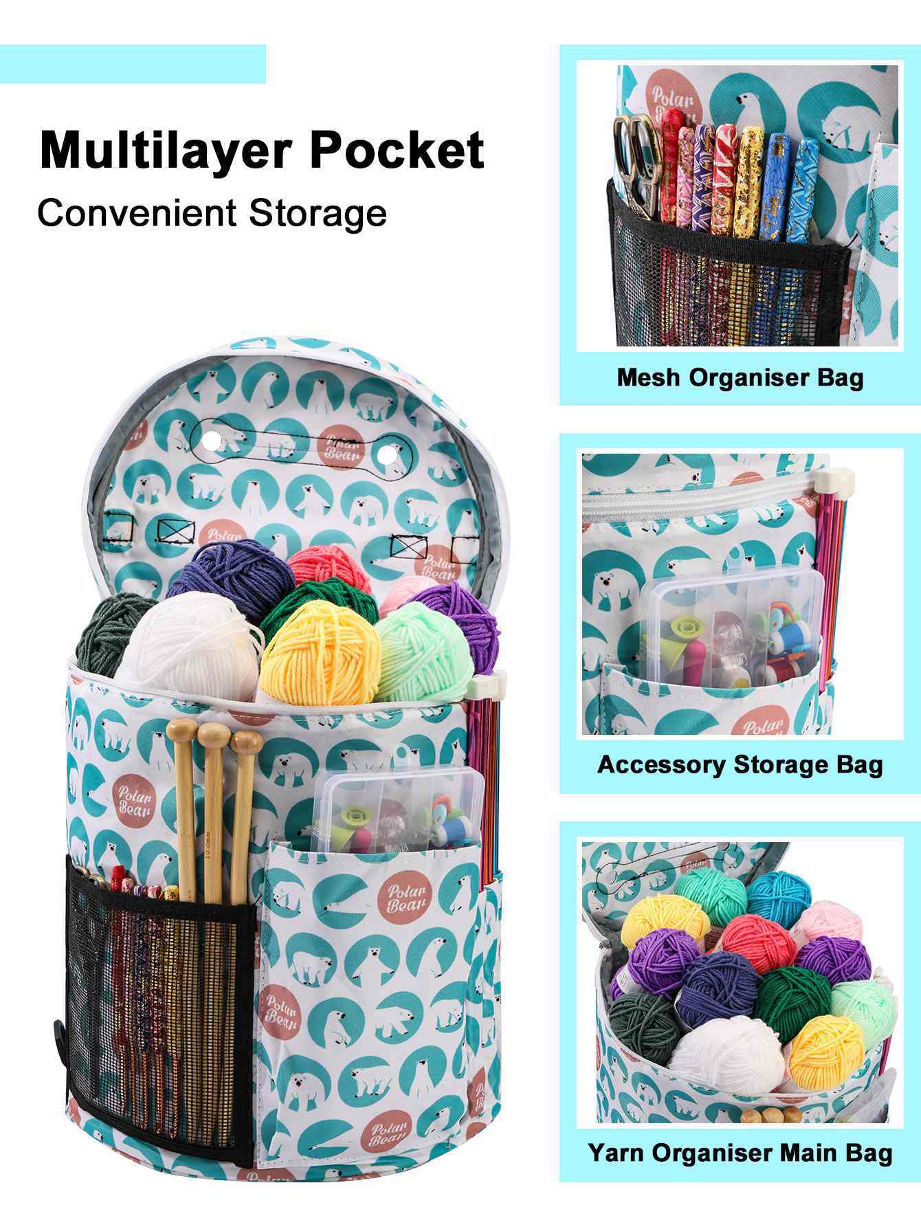 Customized Design DIY Wool Knitting Storage Bag With Double-Layer Fabric And Lightweight 290G