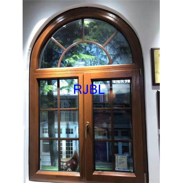 Italian Style Arched Top Wood Clad Aluminum Windows For Saudi Arab Market