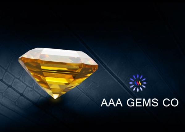 VVS1 Colored Asscher Cut Moissanite 9mm Synthetic Moissanite Yellow