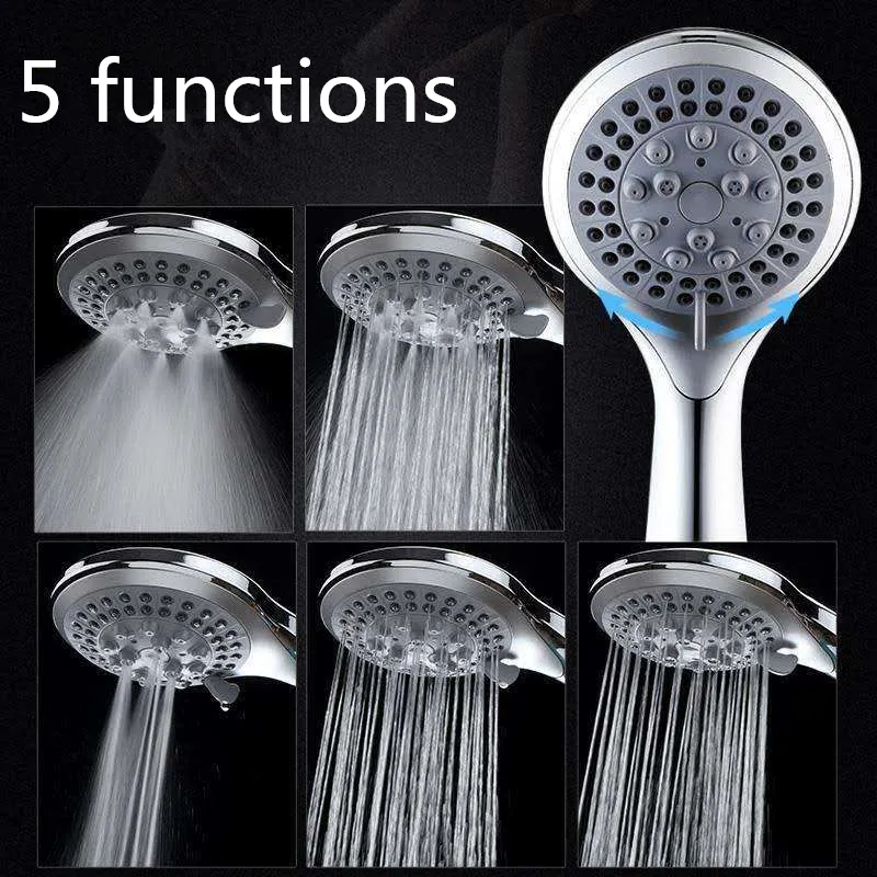 Modern 5 Modes ABS Plastic Big Panel Round Chrome Rain Head Water Saver Shower Head